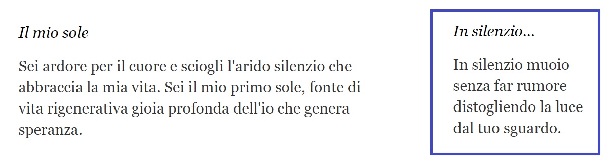 poesie: Il Mio Sole e In Silenzio